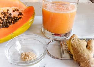 Detox juice with papaya, ginger and Maca