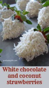 Strawberries dipped in white chocolate and coconut - Christmas dessert