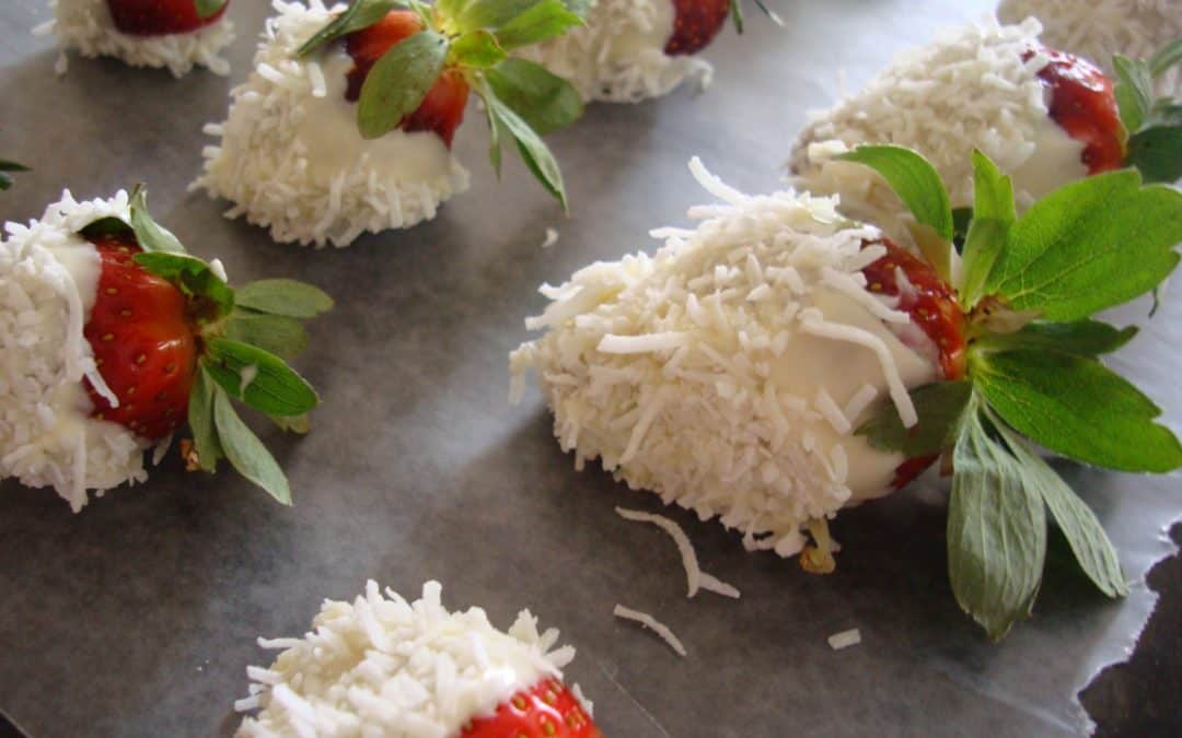 White Chocolate and Coconut Strawberries