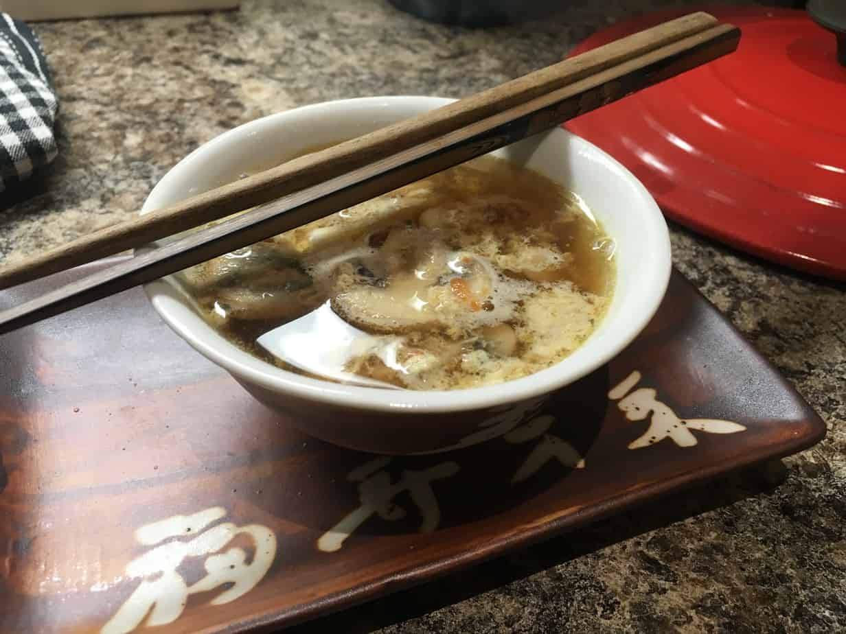Hot and sour mushroom and tofu soup