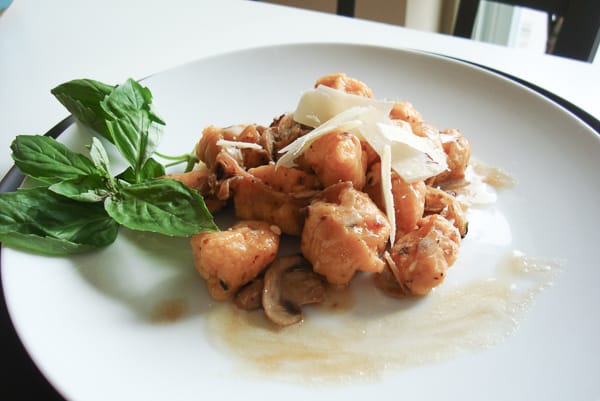 Sweet potato gnocchi with mushroom sauce