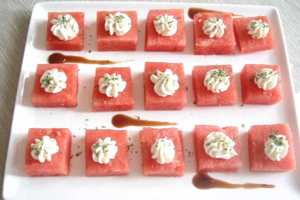 Watermelon and goat cheese bites - healthy appetizer