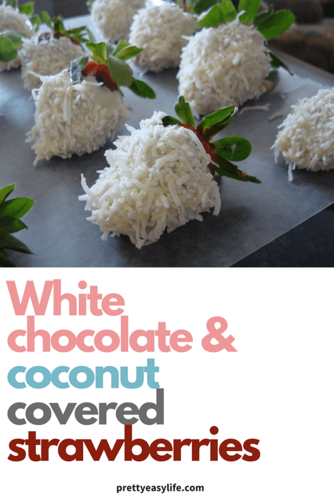 white chocolate and coconut strawberries