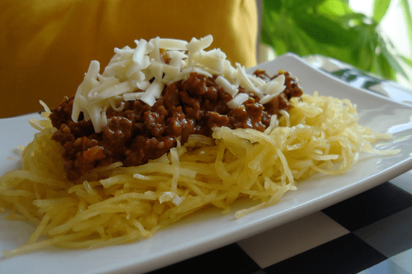 Cincinnati Style Chili on a bed of Spaghetti Squash