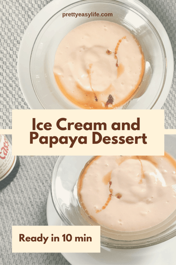 Brazilian exotic dessert Ice cream and Papaya