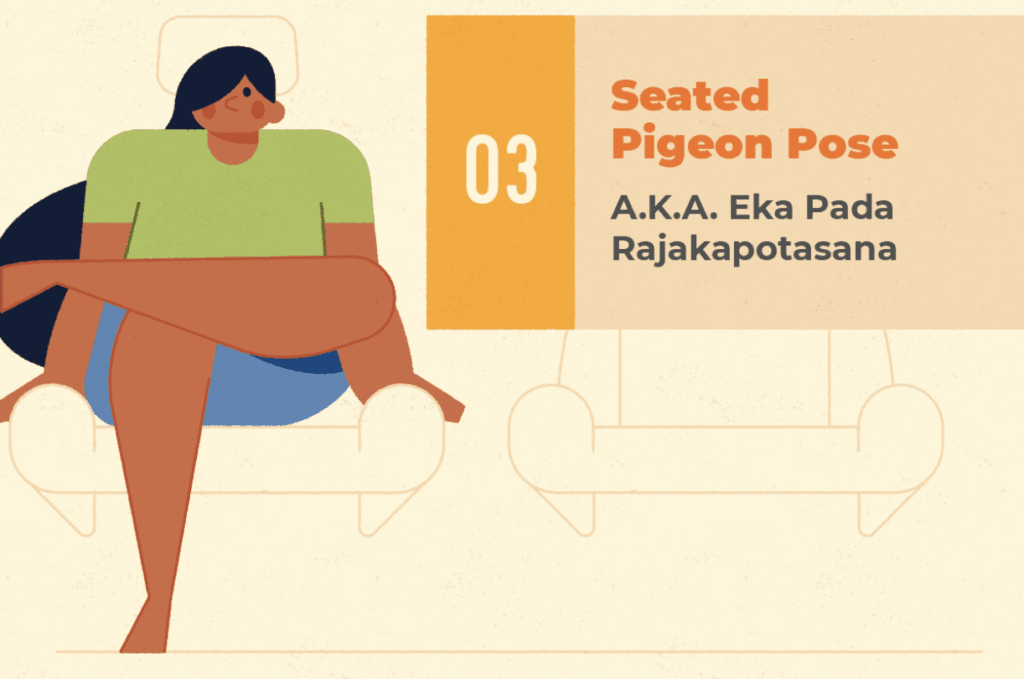 Seated Pigeon Pose - Yoga exercises to do in the car