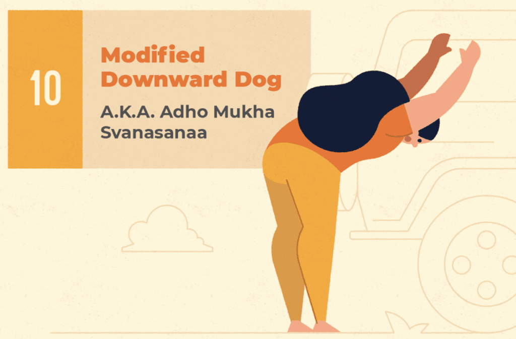 Modified Downward Dog - Car Yoga stretch 