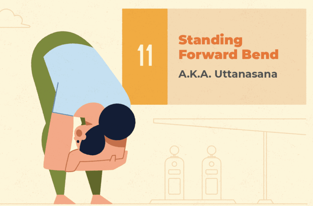 Standing forward Bend - Yoga exercises to do in the car